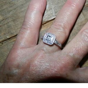 10k solid white gold diamond engagement ring.